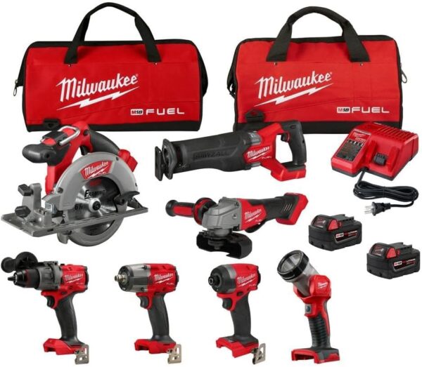 Milwaukee 18V Cordless Combo Tool Kit (9-Tool) With 3 Batteries, Charger, Bag